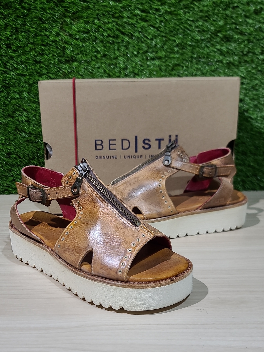 Bed Stu Clancy Platform Sandal / Tan Rustic White US Women's 7.5 NEW